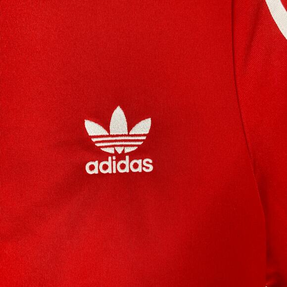 NWT ADIDAS Track Jacket UK 8/US 4 Red Firebird White 3-Stripe Logo Zip Cotton - Picture 5 of 11